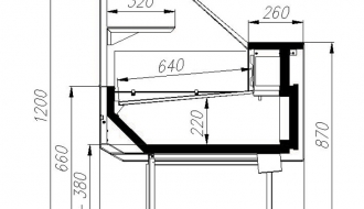 Kühl-/ Fleischtheke - 1,95 m - Schwarz - 180 Liter