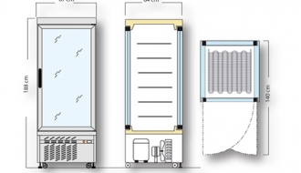 Panoramic frozen cabinet with 6 shelf trays