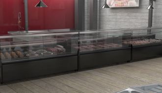 Refrigerated display cabinets for meat - 1,28 m - 387 litres - black