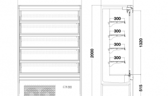 Wall cabinet 360 litres with 4 shelves
