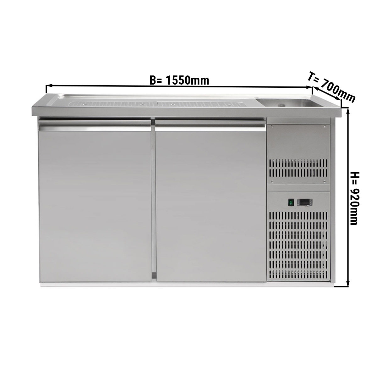 Beer counter 1,5 x 0,7 m - with 2 doors