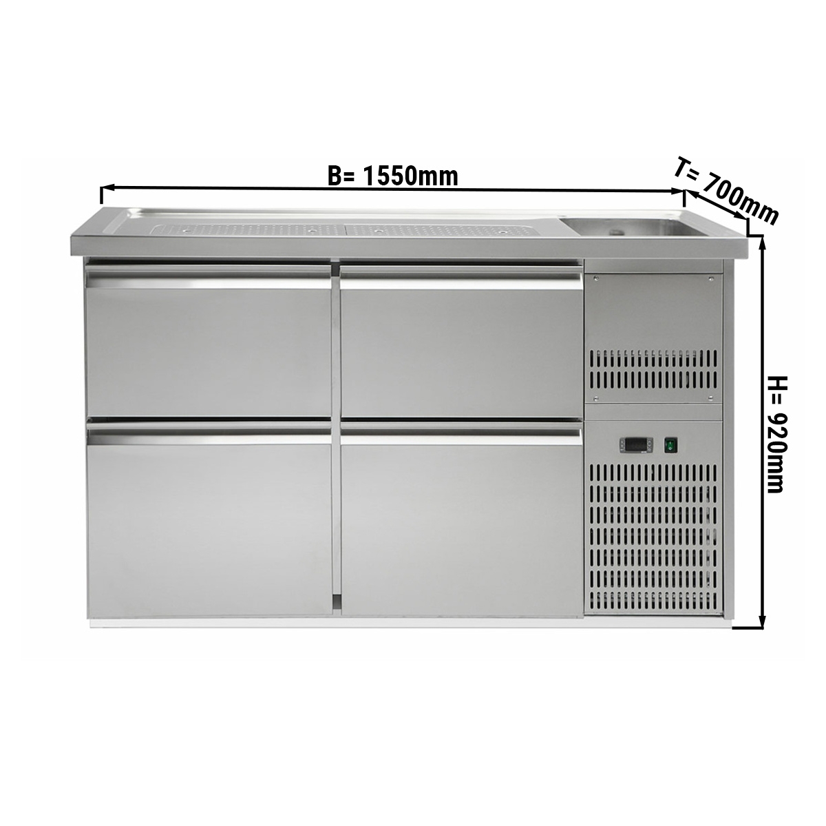 Beer refrigerated 1,5x0,7m - with 4 drawers 2/5 3/5