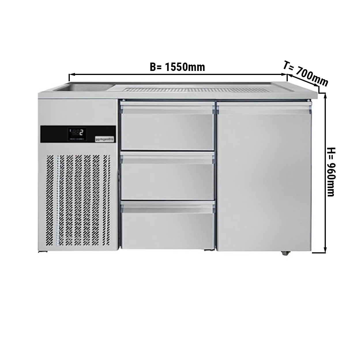 Beer counter floor unit 1,55 x 0,7 m