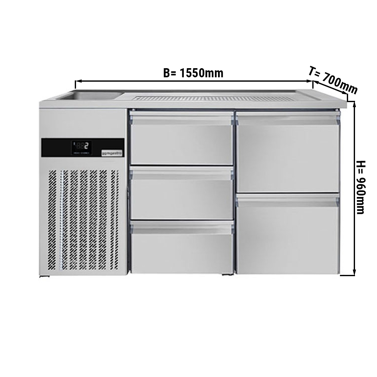 Beer counter floor unit 1,55 x 0,7 m