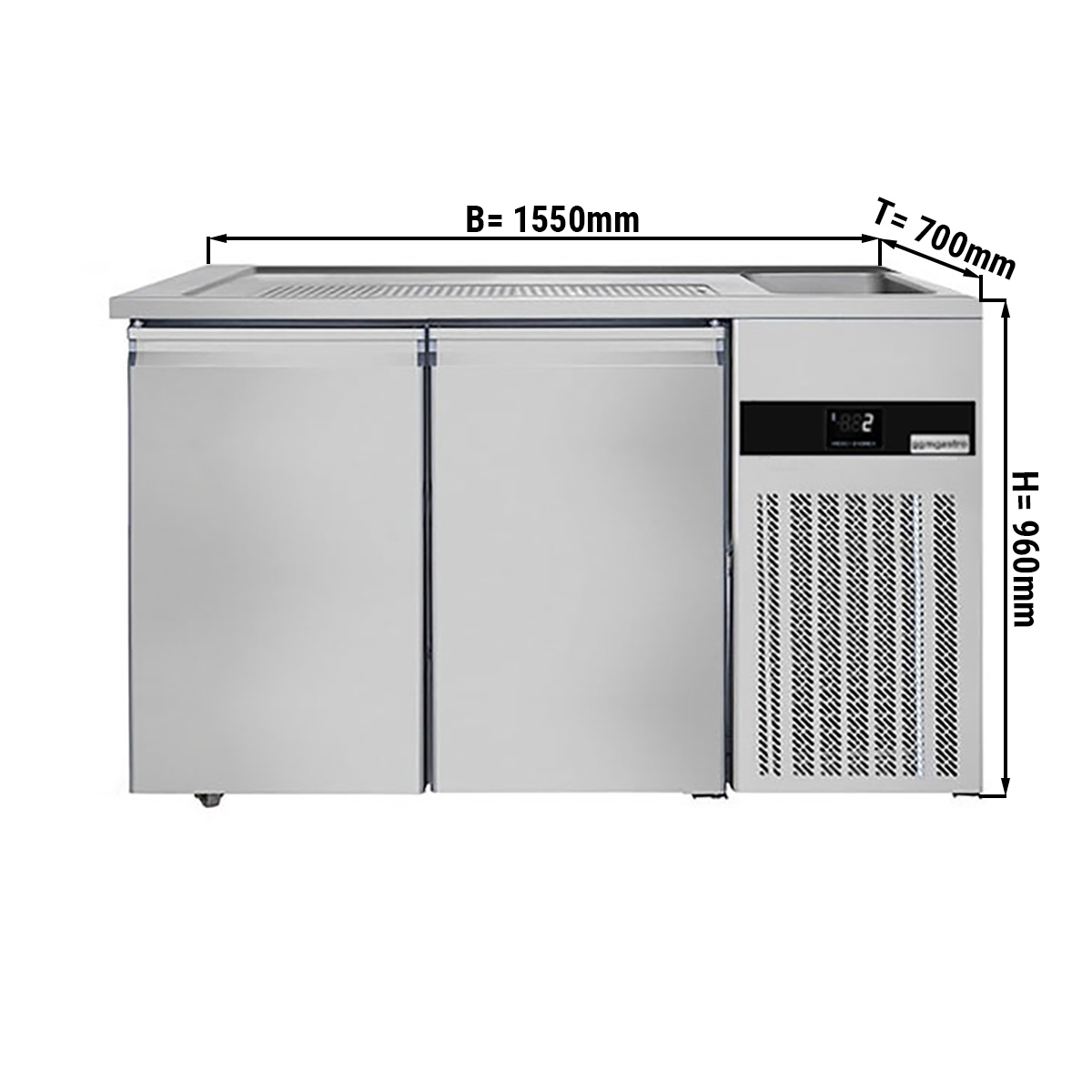 Beer counter floor unit 1,55 x 0,7 m - with 2 doors