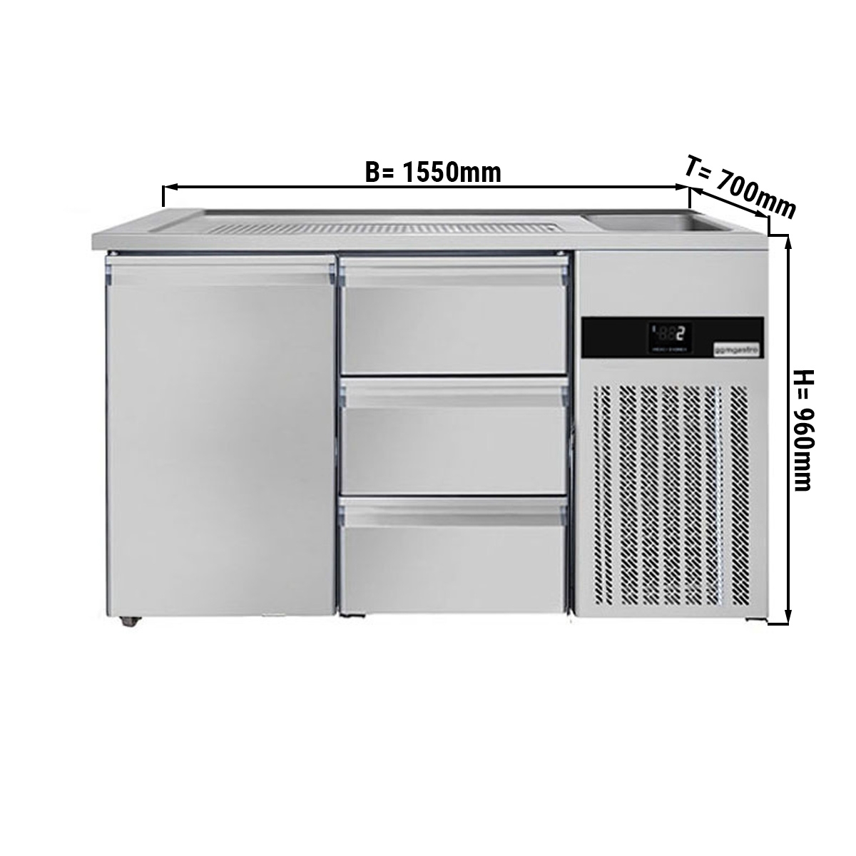 Beer counter floor unit 1,55 x 0,7 m