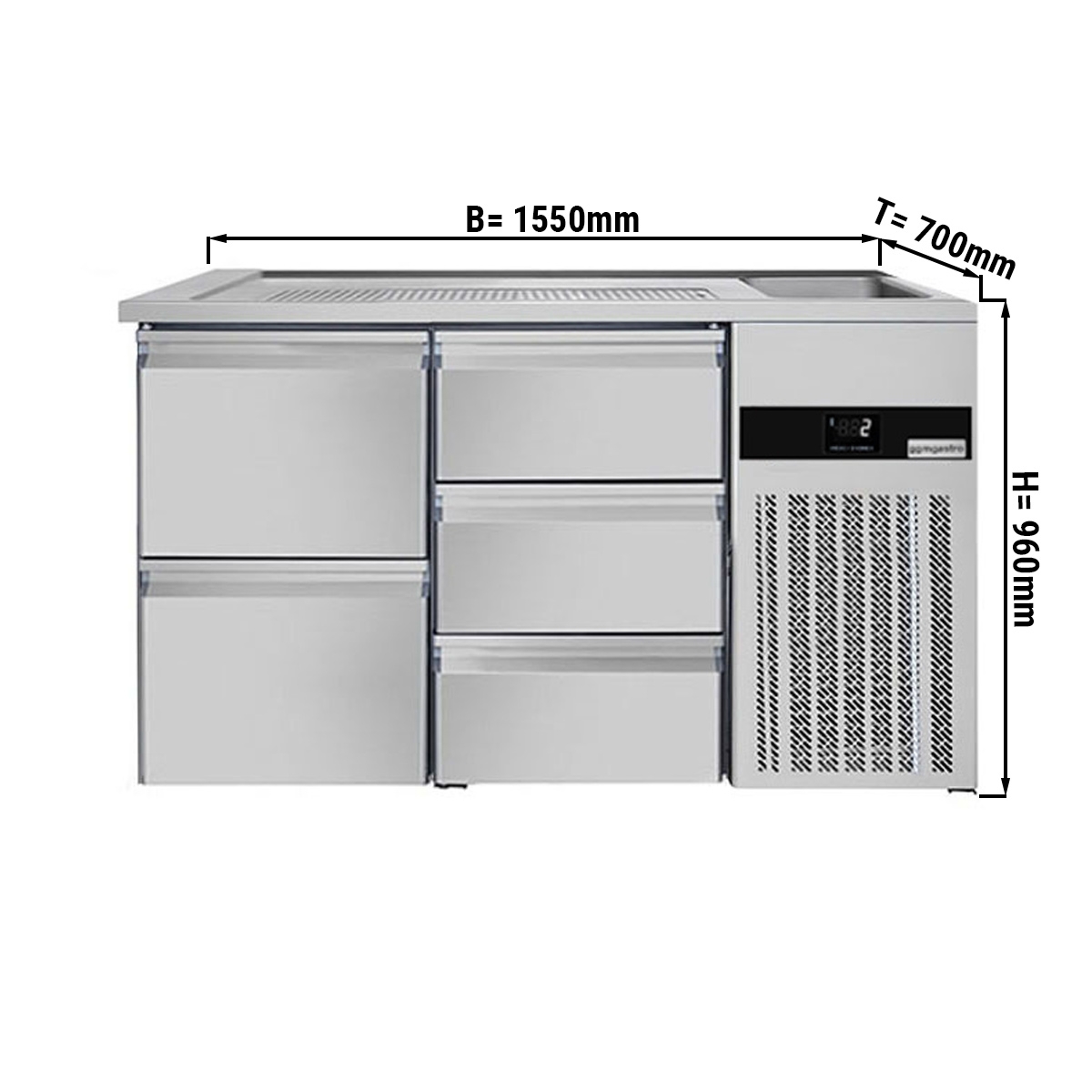 Beer counter floor unit 1,55 x 0,7 m