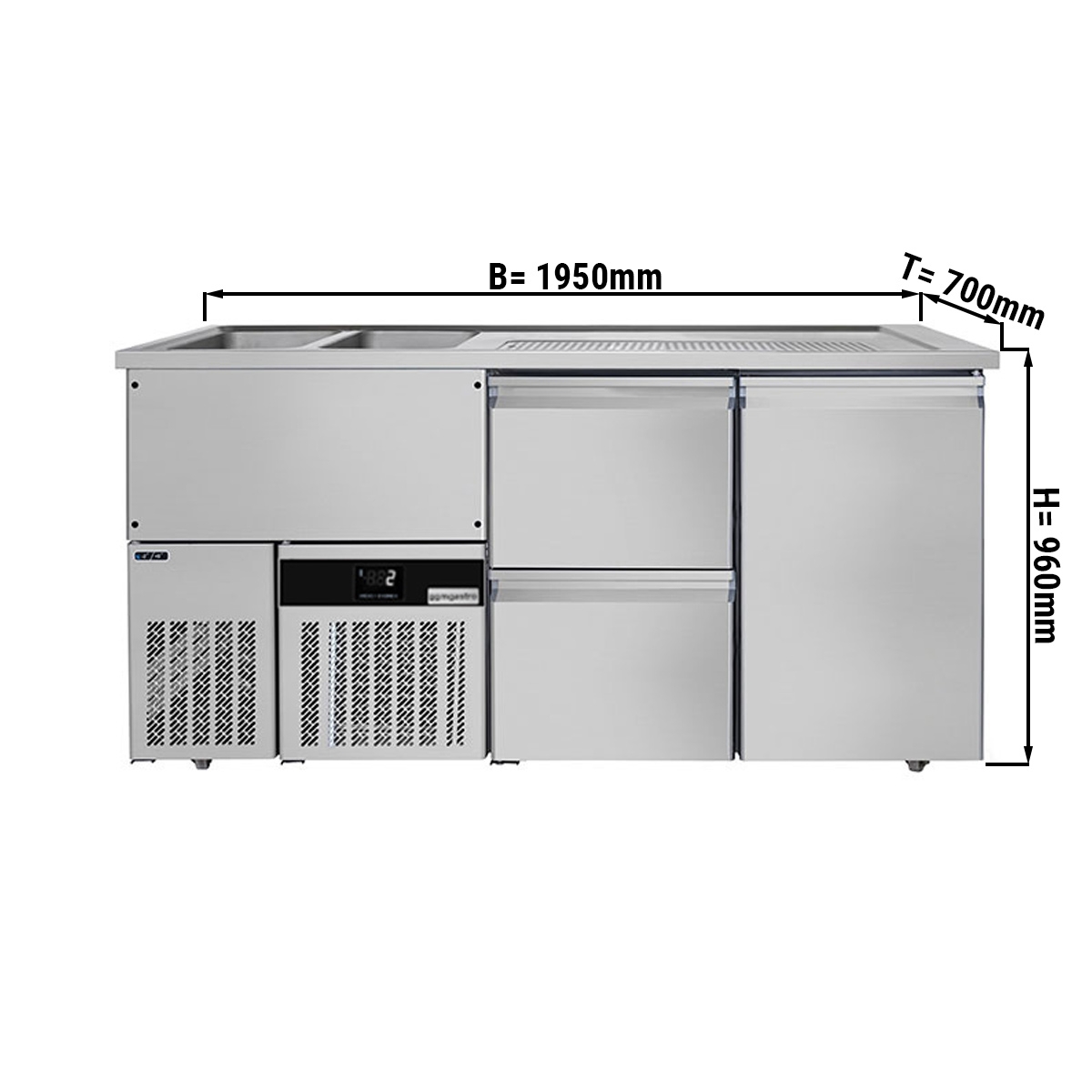 Beer counter floor unit 1,95 x 0,7 m
