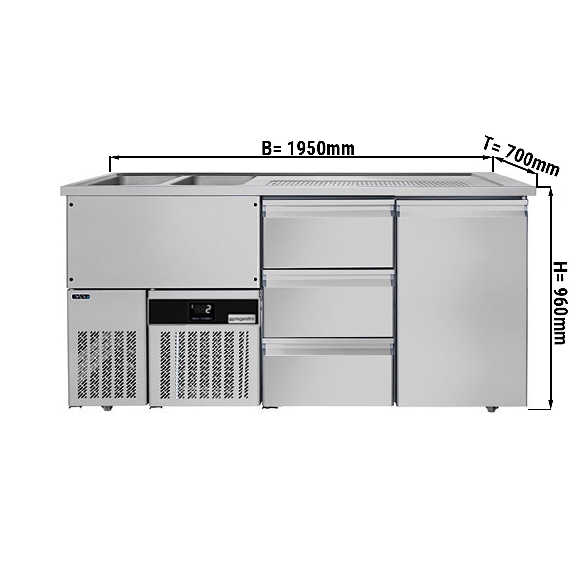 Beer counter floor unit 1,95 x 0,7 m