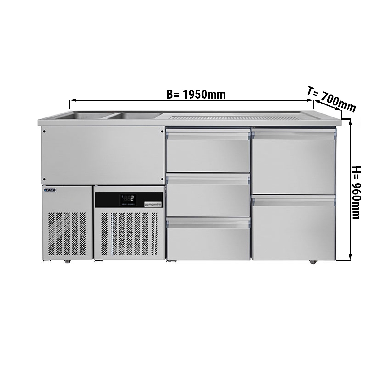 Beer counter floor unit 1,95 x 0,7 m
