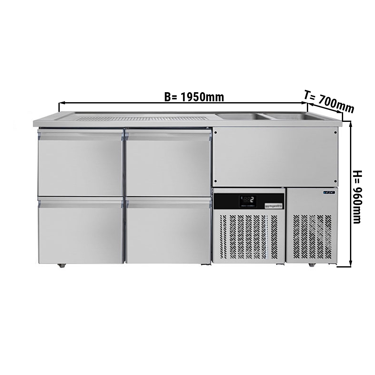 Beer counter floor unit 1,95 x 0,7 m