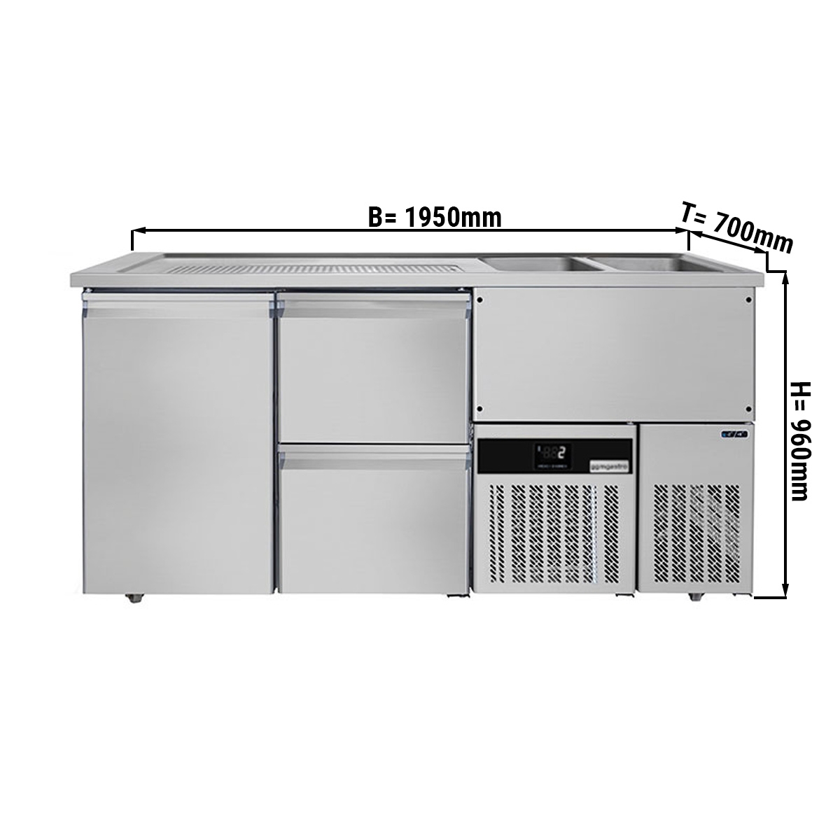Beer counter floor unit 1,95 x 0,7 m