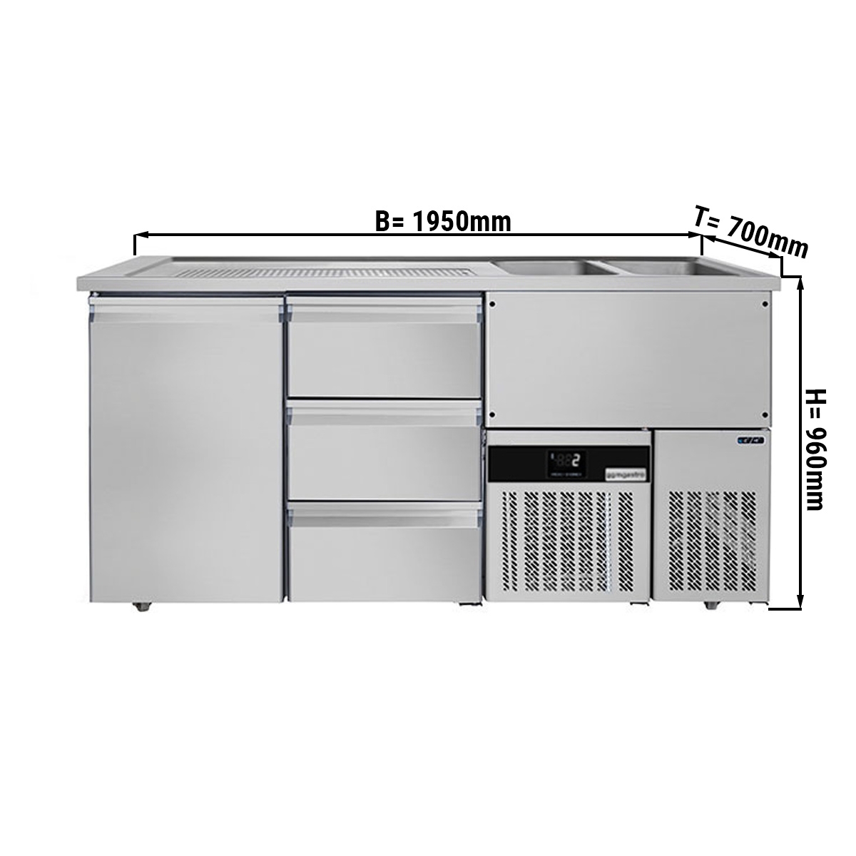 Beer counter floor unit 1,95 x 0,7 m