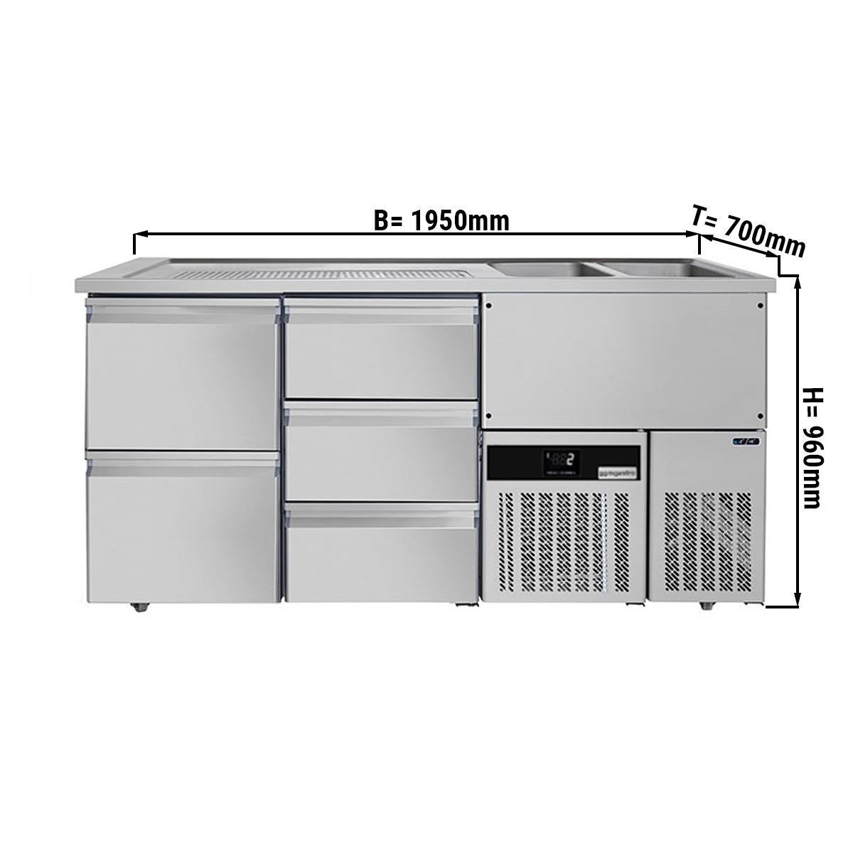 Beer counter floor unit 1,95 x 0,7 m