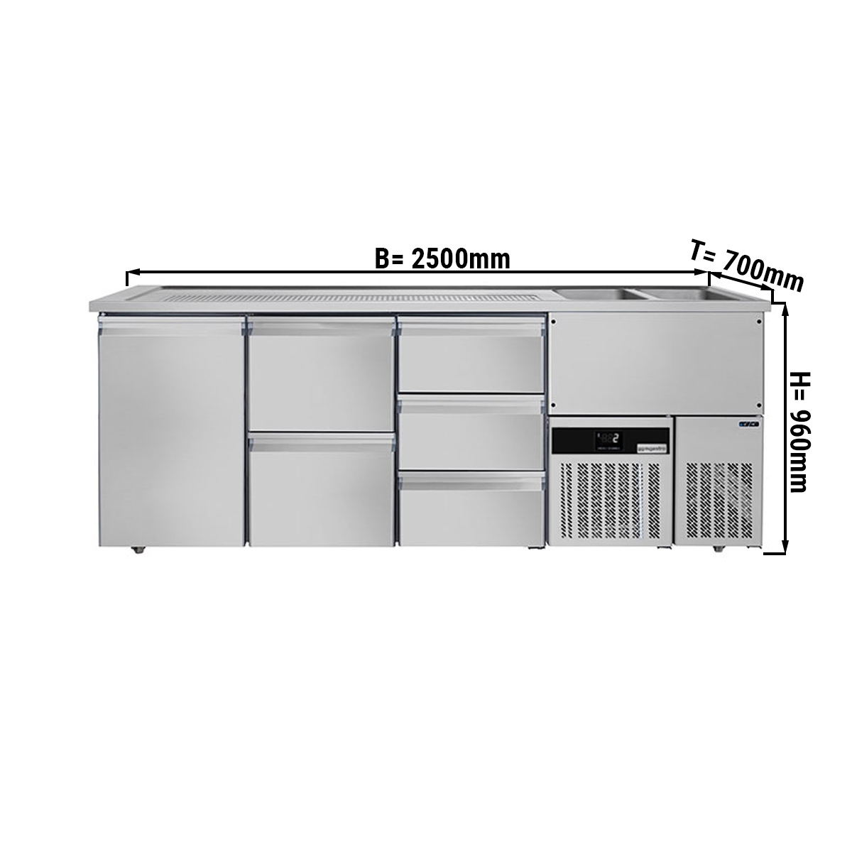 Beer counter floor unit 2,5 x 0,7 m