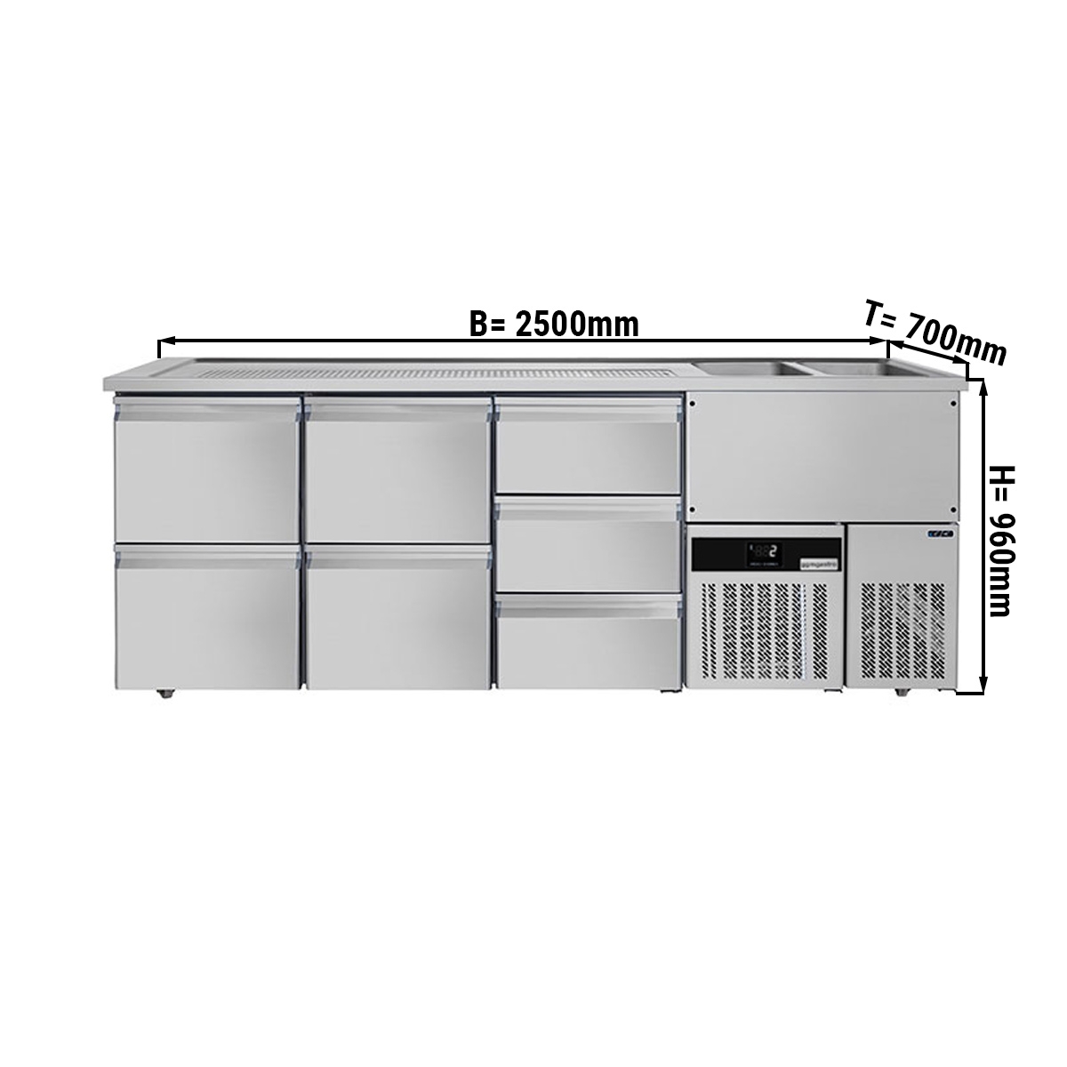 Beer counter floor unit 2,5 x 0,7 m