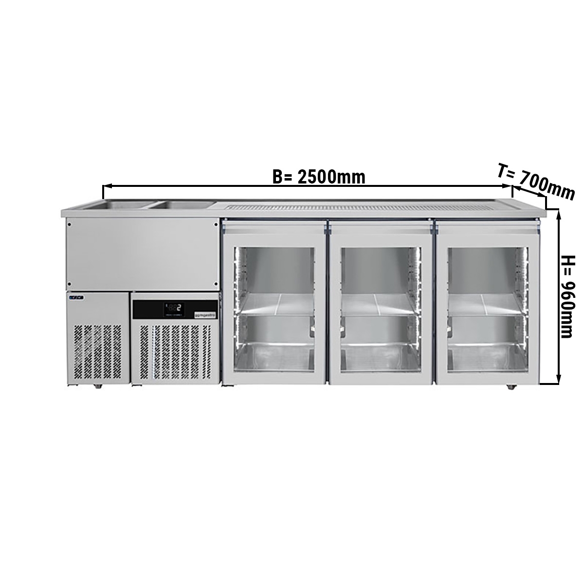 Beer counter floor unit 2,5 x 0,7 m