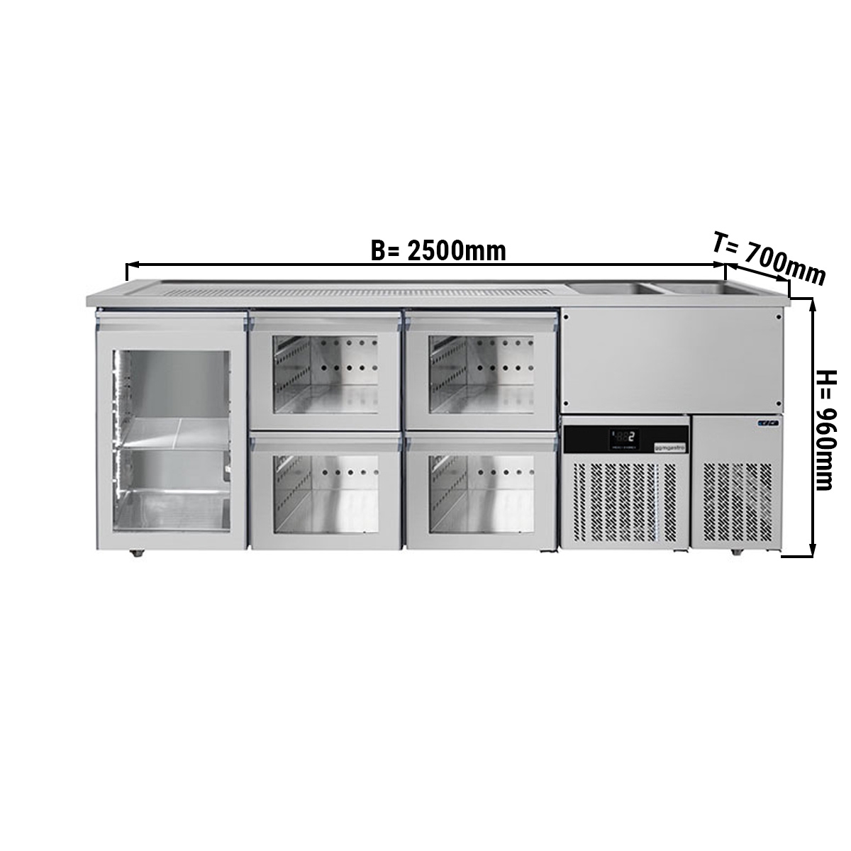 Beer counter floor unit 2,5 x 0,7 m