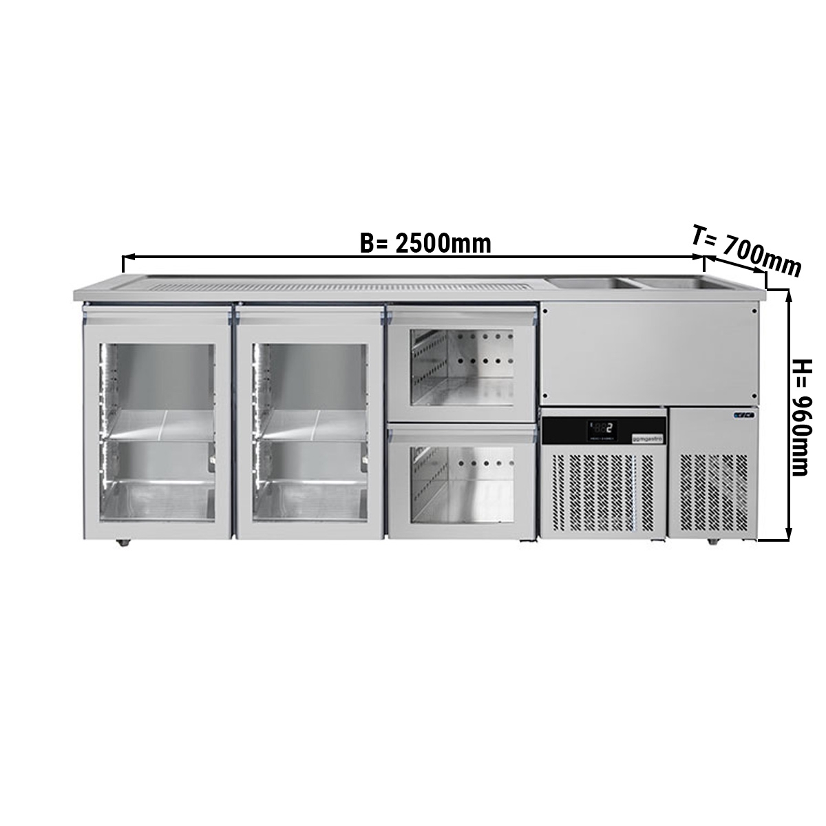 Beer counter floor unit 2,5 x 0,7 m