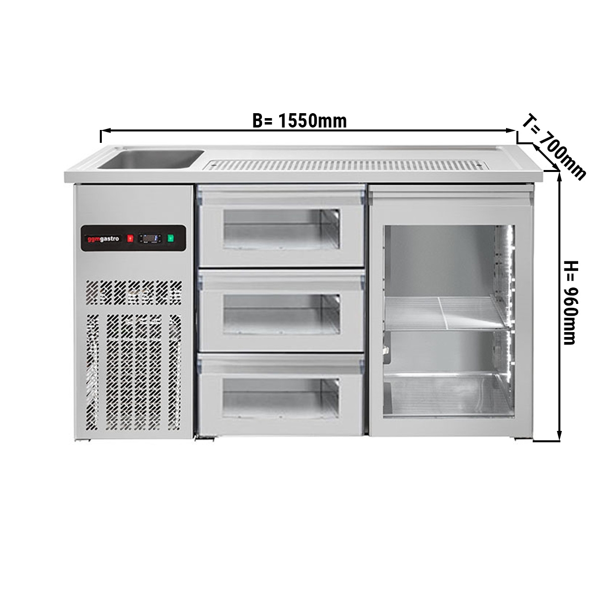 Beer counter floor unit 1,55 x 0,7 m
