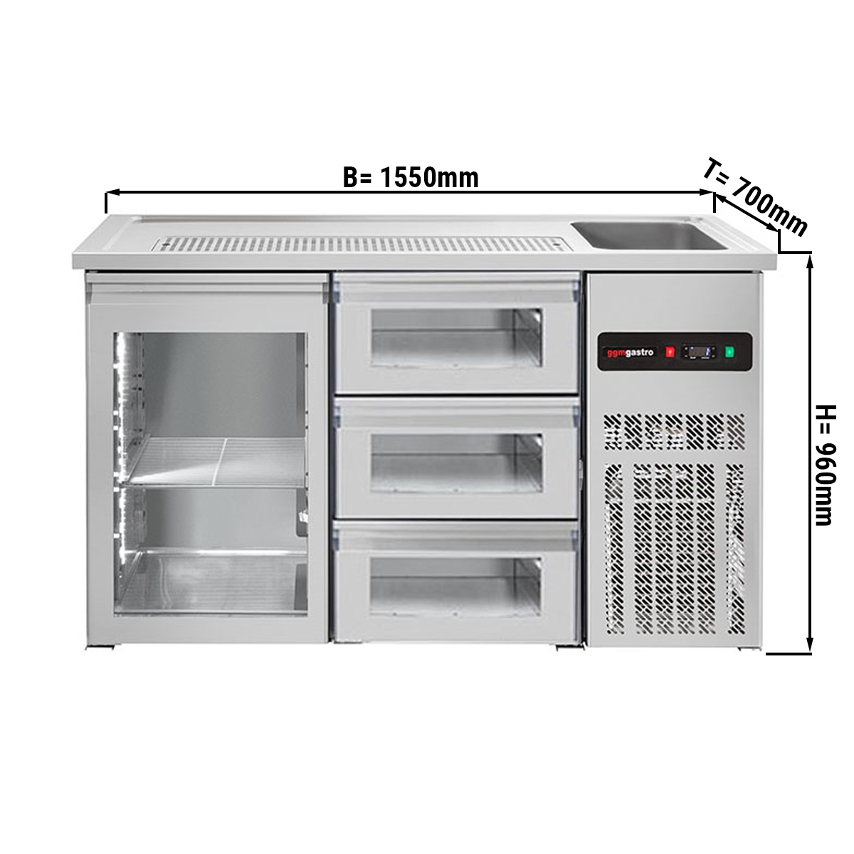 Beer counter floor unit 1,55 x 0,7 m