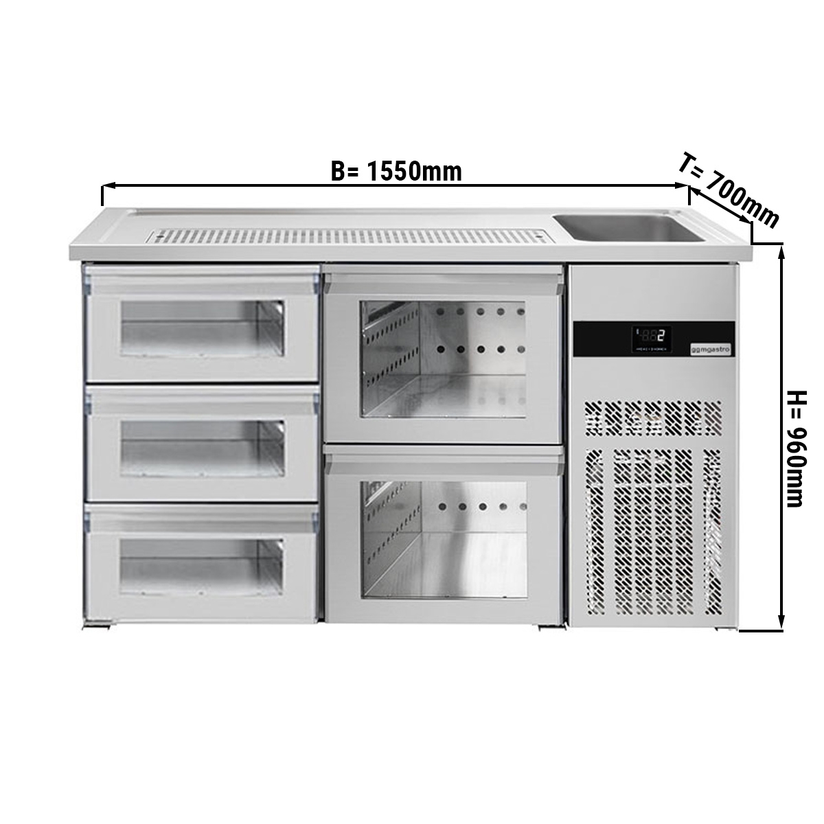 Beer counter floor unit 1,55 x 0,7 m