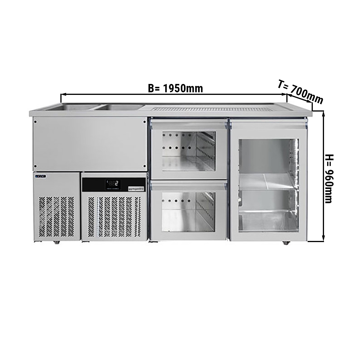 Beer counter floor unit 1,95 x 0,7 m