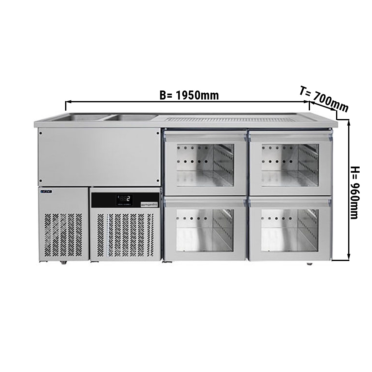 Beer counter floor unit 1,95 x 0,7 m