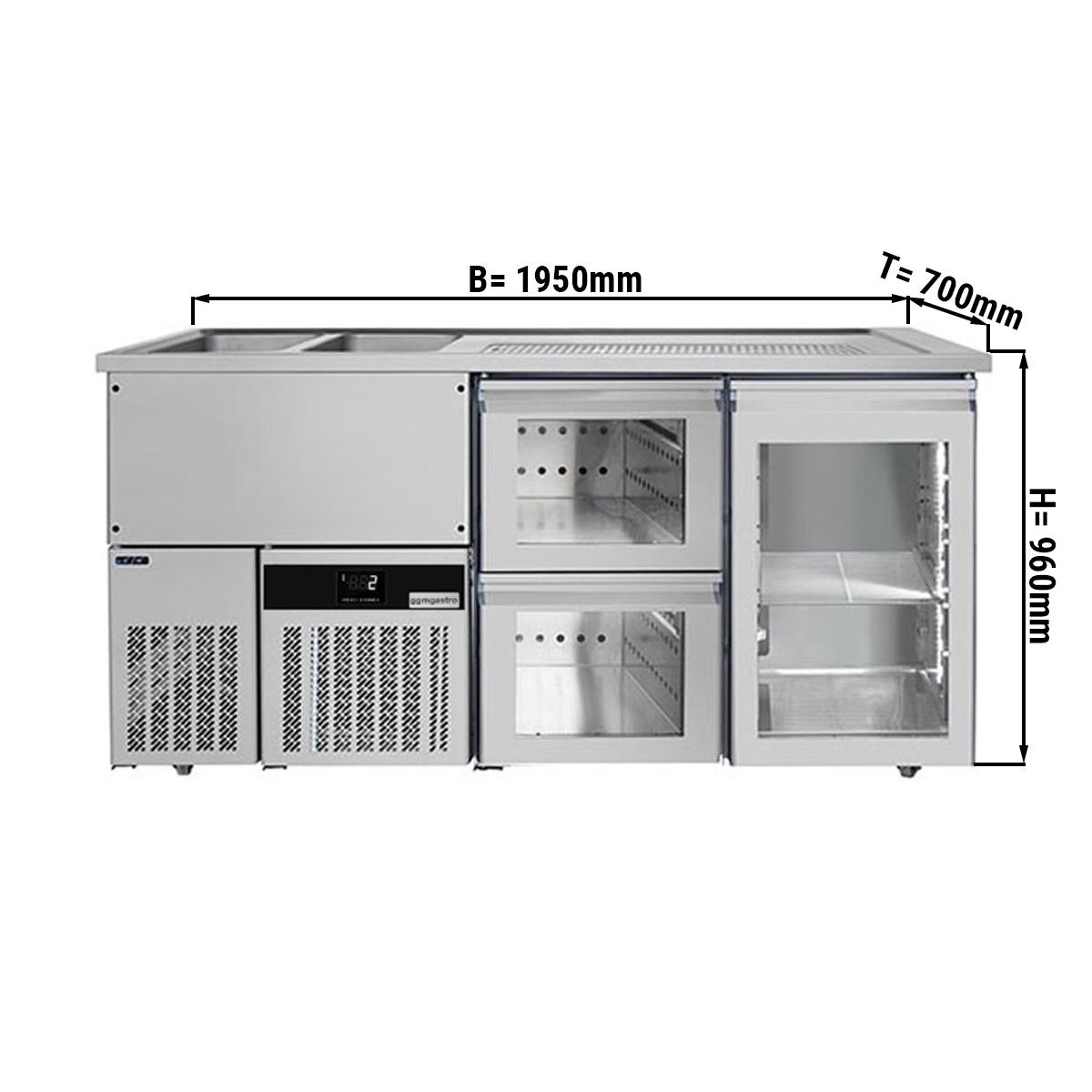 Beer counter floor unit 1,95 x 0,7 m