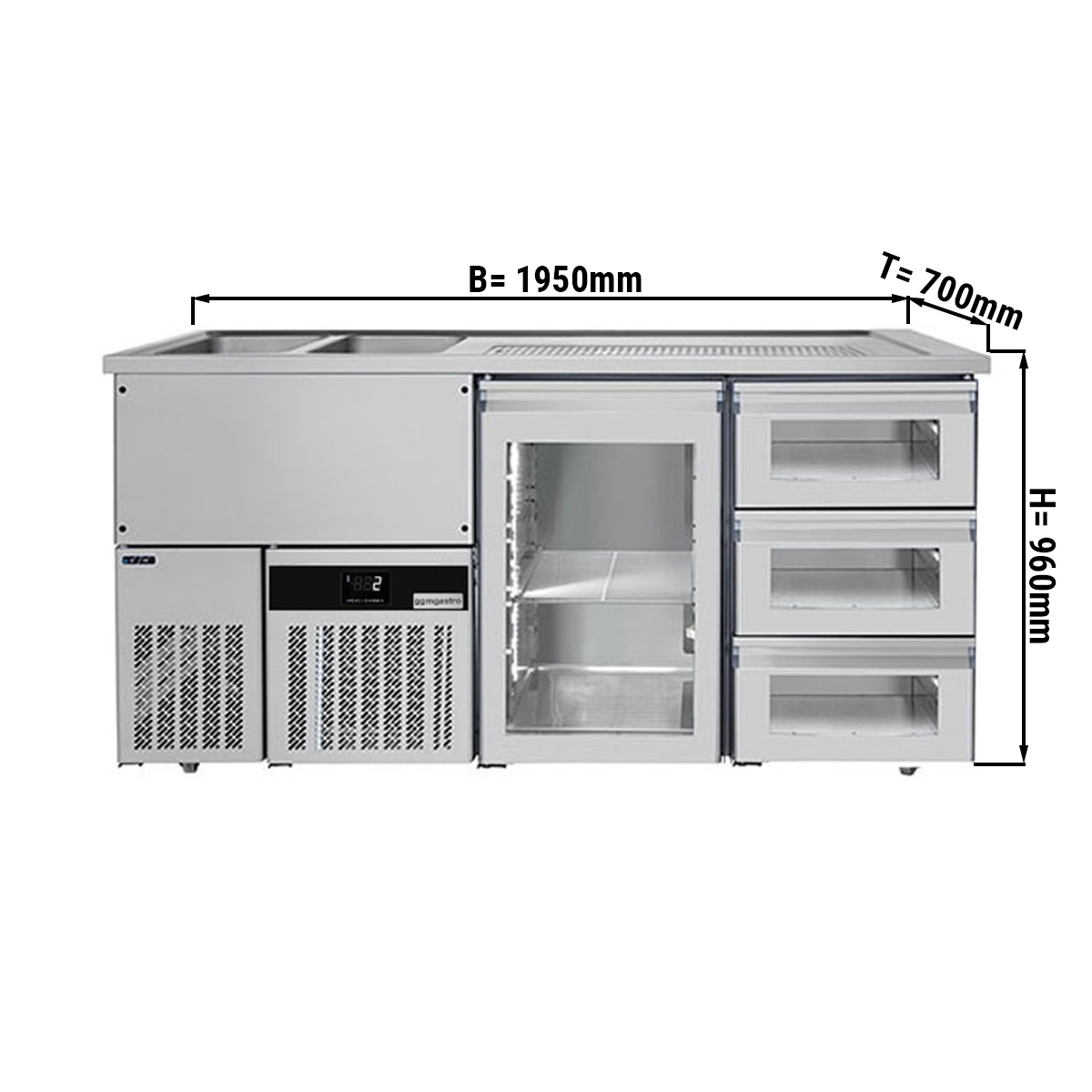 Beer counter floor unit 1,95 x 0,7 m