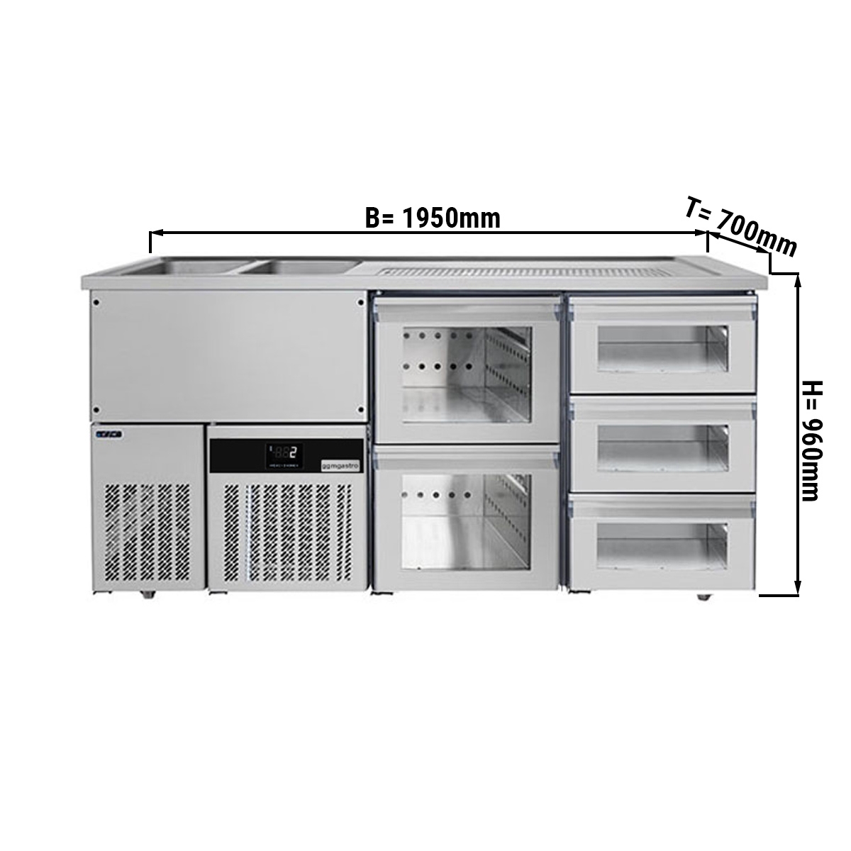Beer counter floor unit 1,95 x 0,7 m