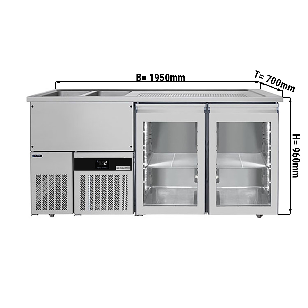 Beer counter floor unit 1,95 x 0,7 m