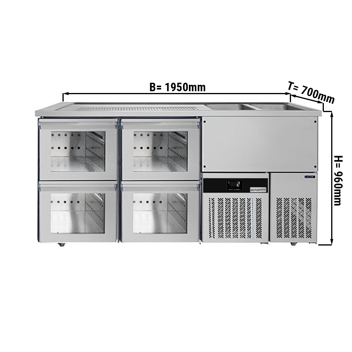 Beer counter floor unit 1,95 x 0,7 m