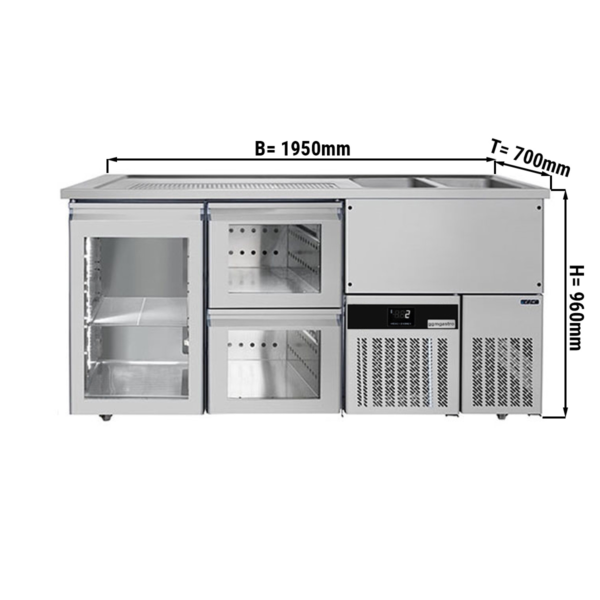 Beer counter floor unit 1,95 x 0,7 m