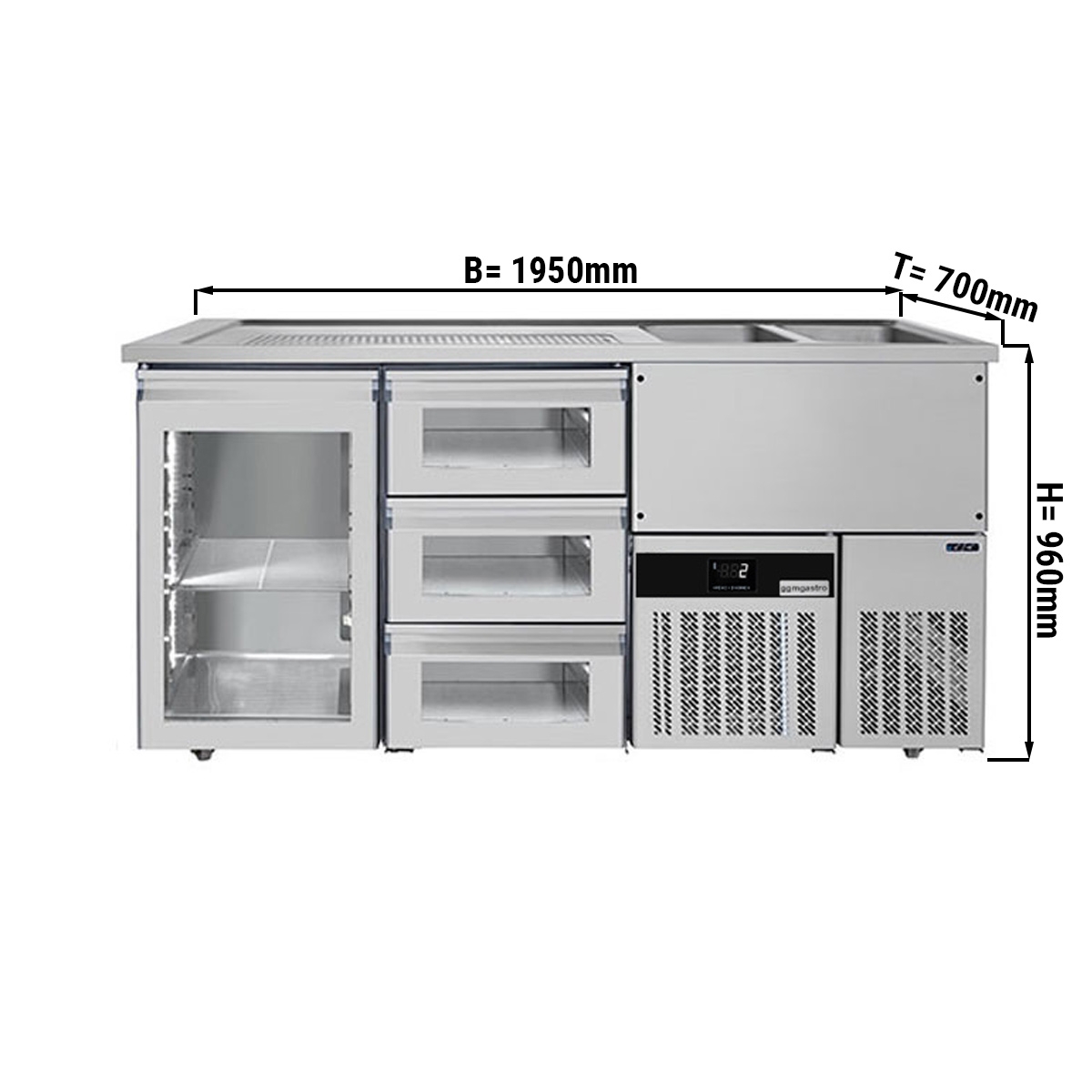 Beer counter floor unit 1,95 x 0,7 m