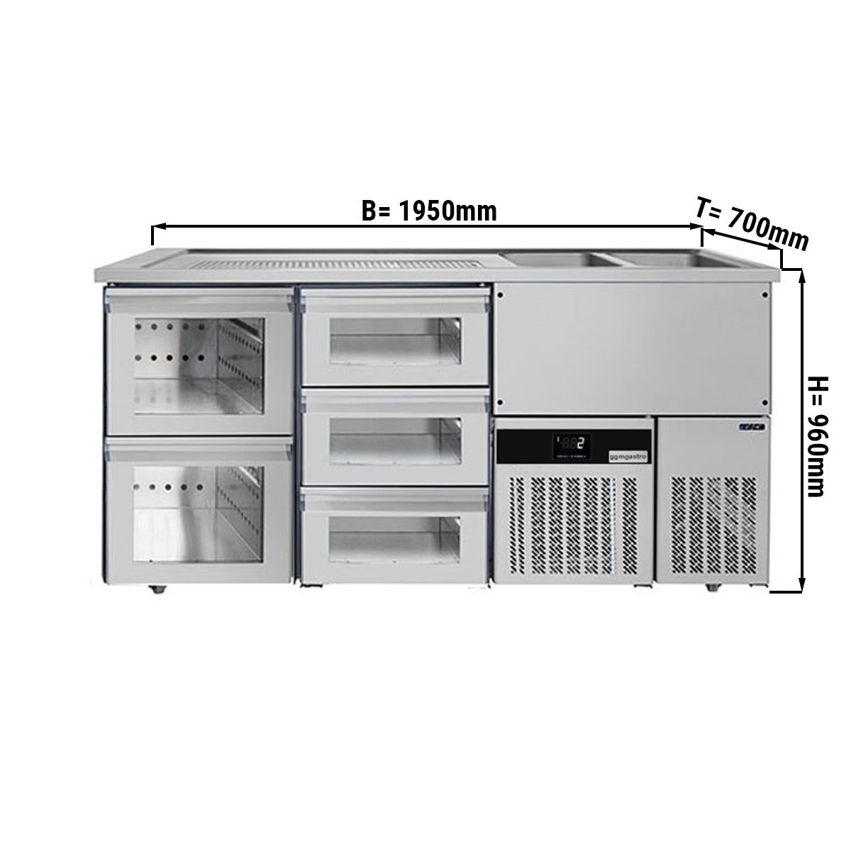 Beer counter floor unit 1,95 x 0,7 m