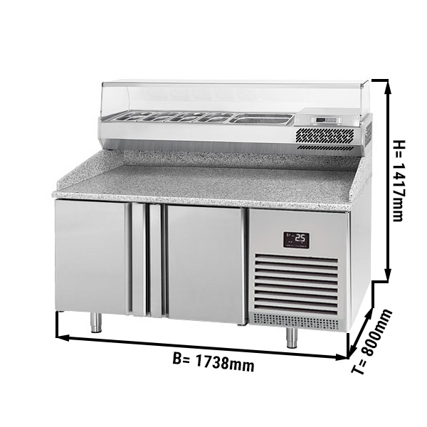 Pizza preparation refrigerated (EN) - with 2 doors and granite top