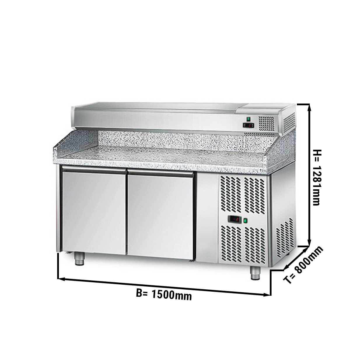 Pizza preparation refrigerator ECO 1,5 x 0,8 m - with 2 doors