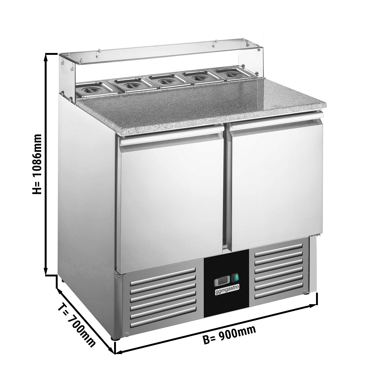 Saladette PREMIUM - 0,9 x 0,7 m - mit 2 Türen