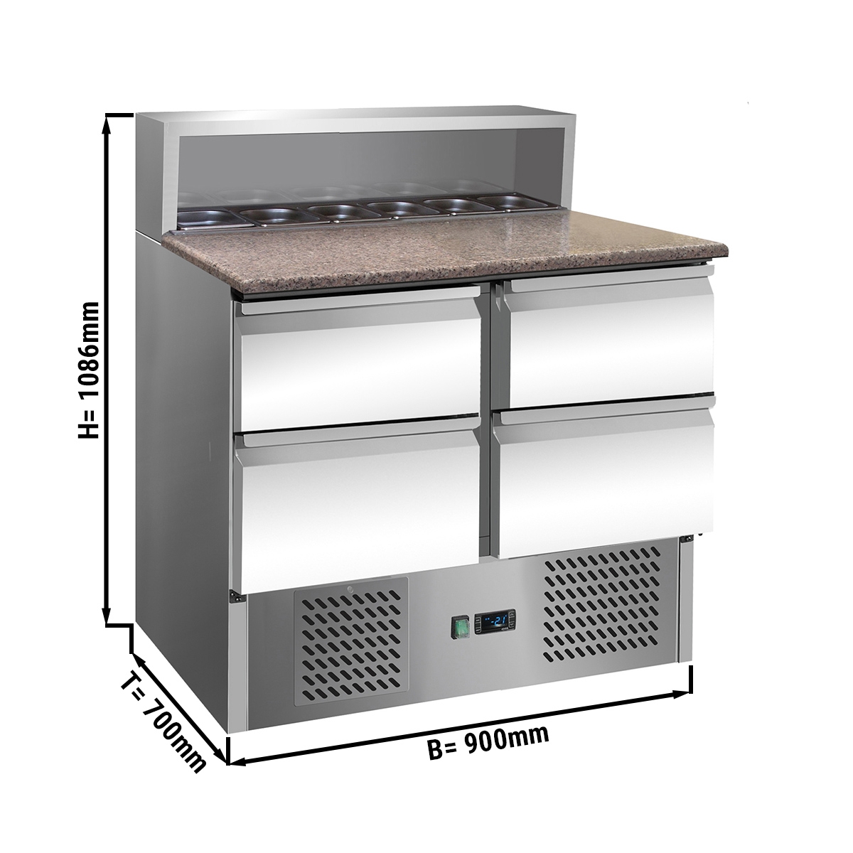 Saladette buzdolabı / preparation table  ECO 0,9 m x 0,7 m - with 4 drawers 1/2