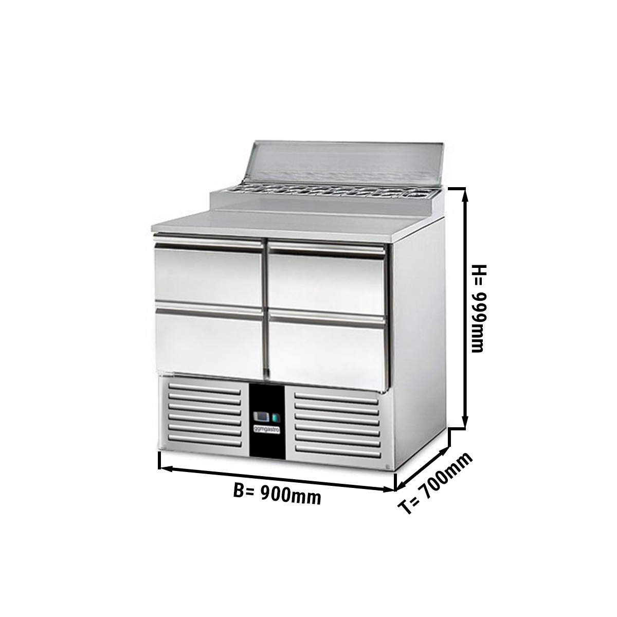 Saladette / Zubereitungstisch PREMIUM - 0,9 x 0,7 m - mit 4 Schubladen 1/2