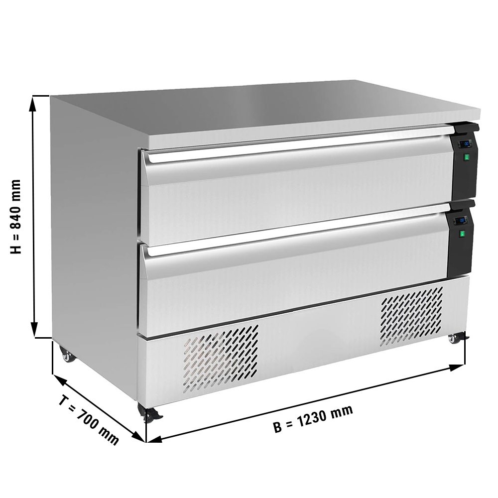 Deep freeze drawer cabinet with 2 drawers - 1,23 m - for GN 1/1 + GN 2/1 - 227 litres