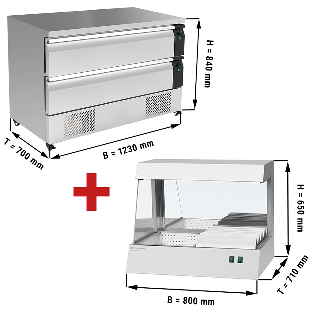 Freezer drawer cabinet with 2 drawers - 1.23 m - 227 liters - including french fries