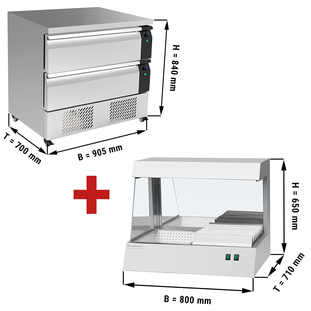 Freezer drawer cabinet with 2 drawers - 0.9 m - 153 liters - including french fries