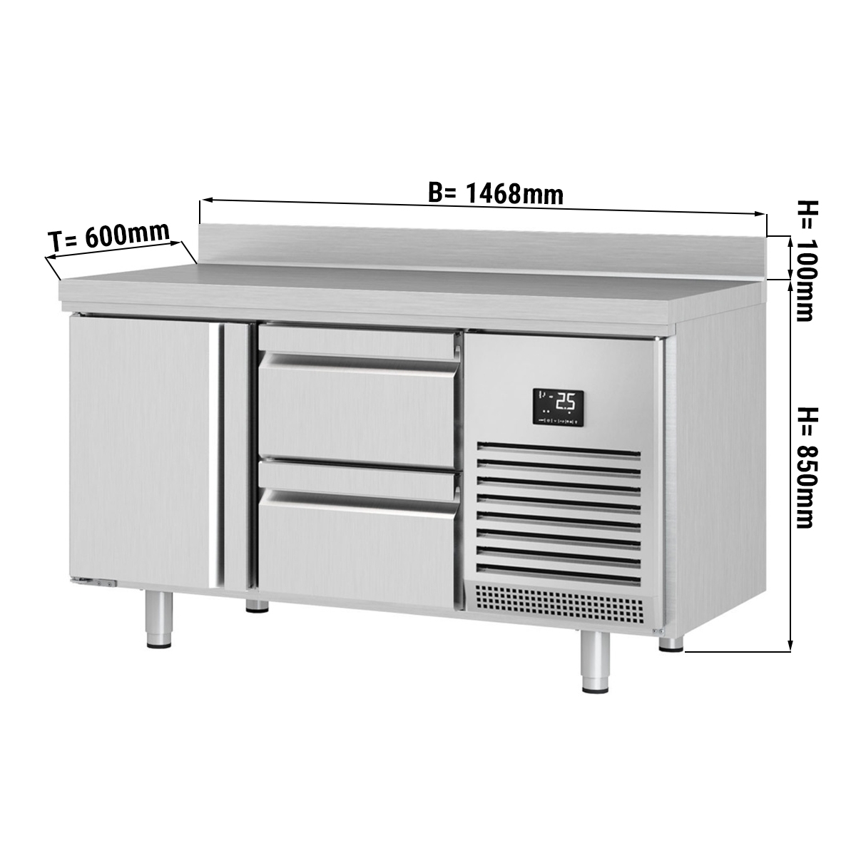 Refrigerated table - with 1 door and 2 drawers 1/2
