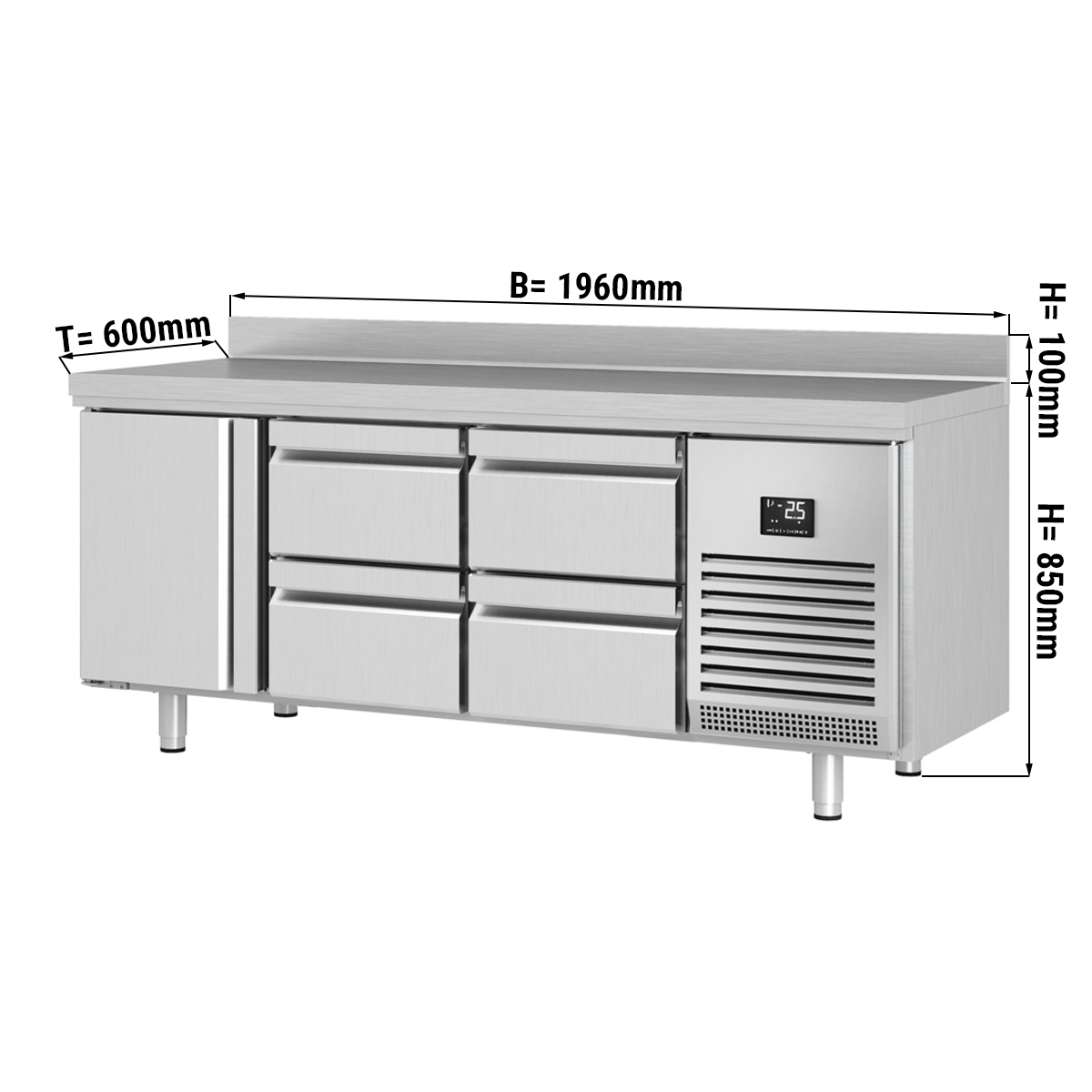 Refrigerated table - with 1 door and 4 drawers 1/2