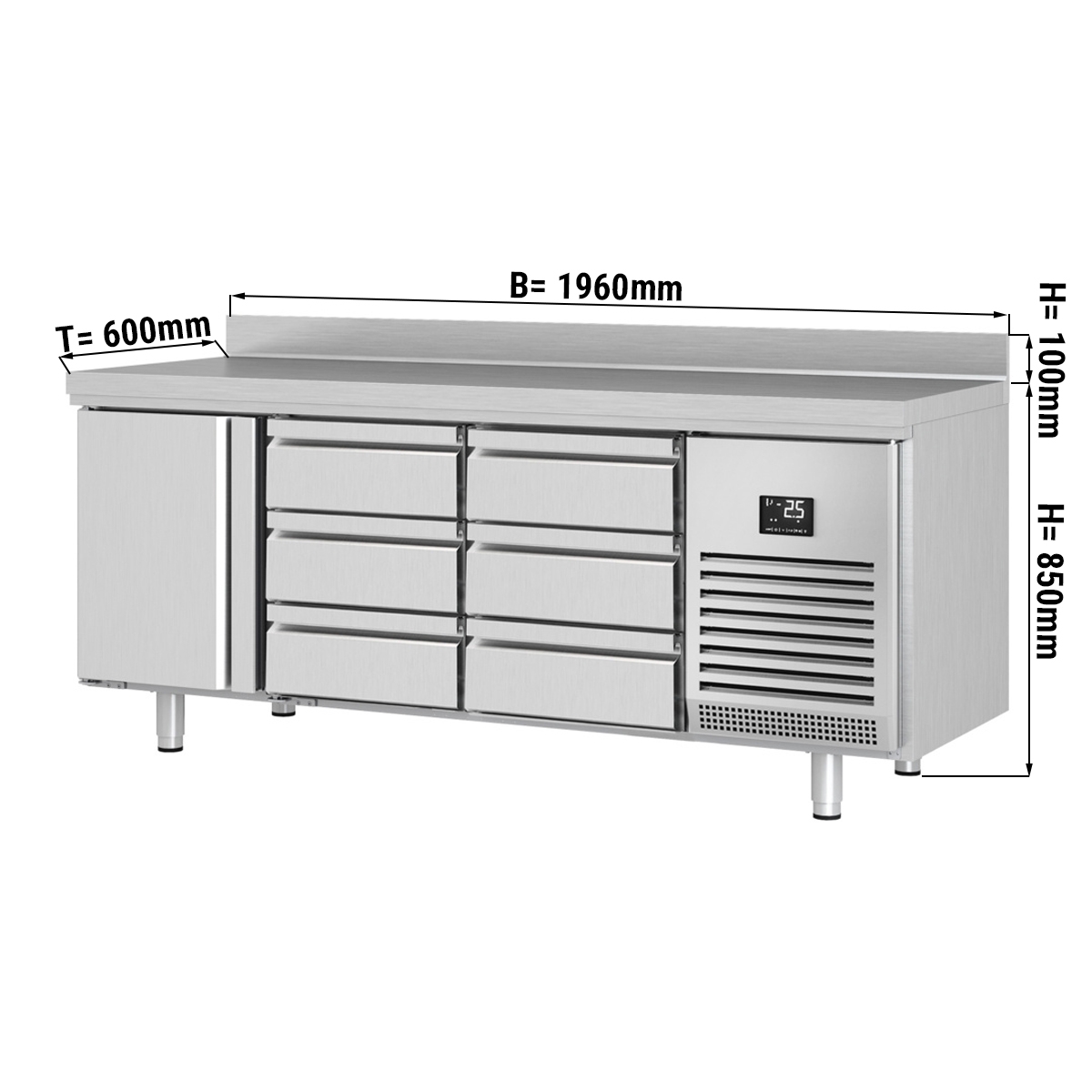 Kühltisch - mit 1 Tür & 6 Schubladen 1/3