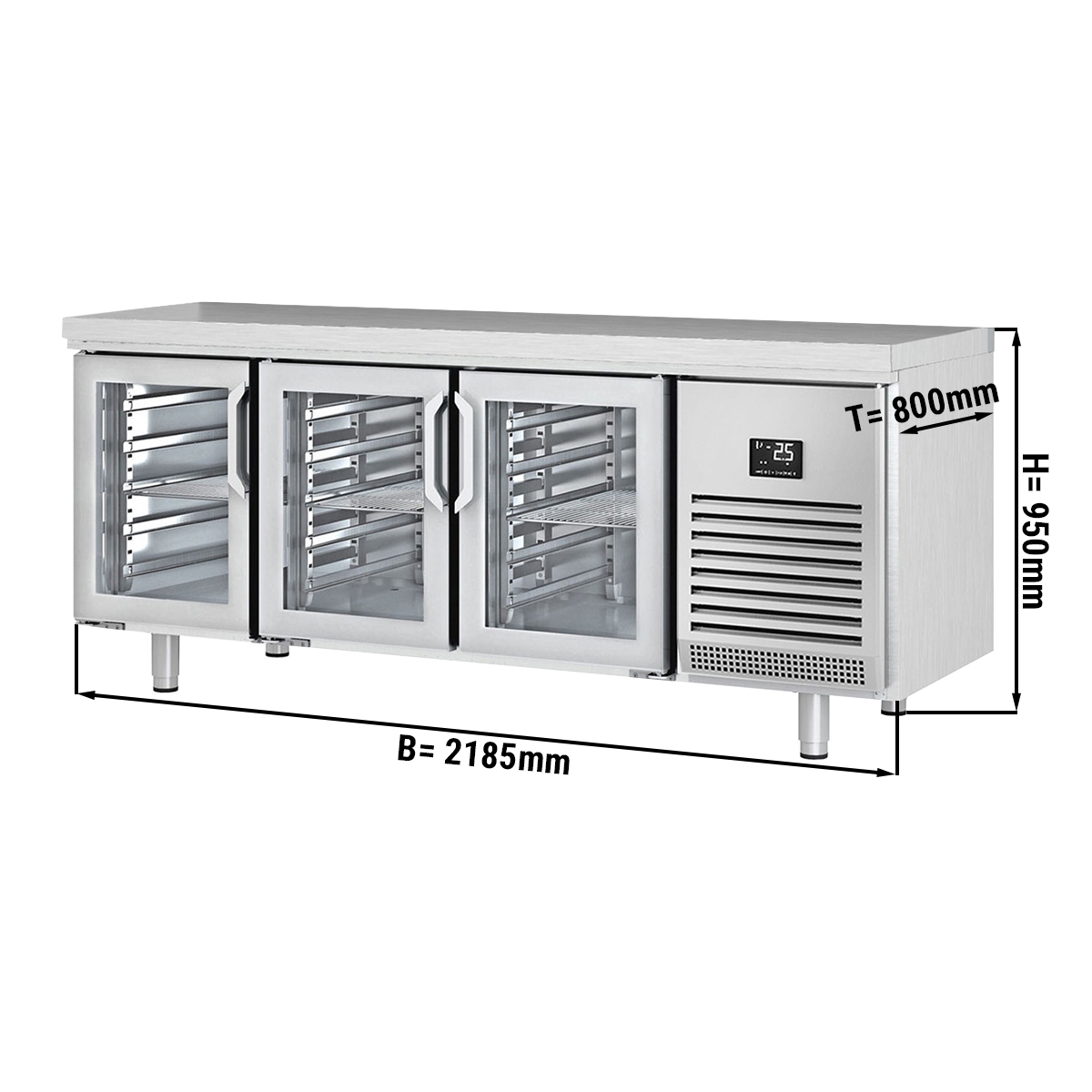 Refrigerated table (EN) - with 3 glass doors