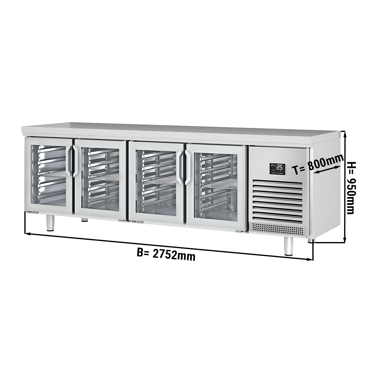 Refrigerated table (EN) - with 4 glass doors