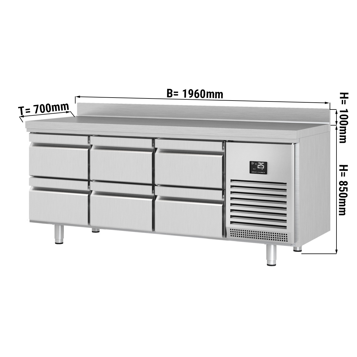 Refrigerated table (GN) - with 6 drawers 1/2